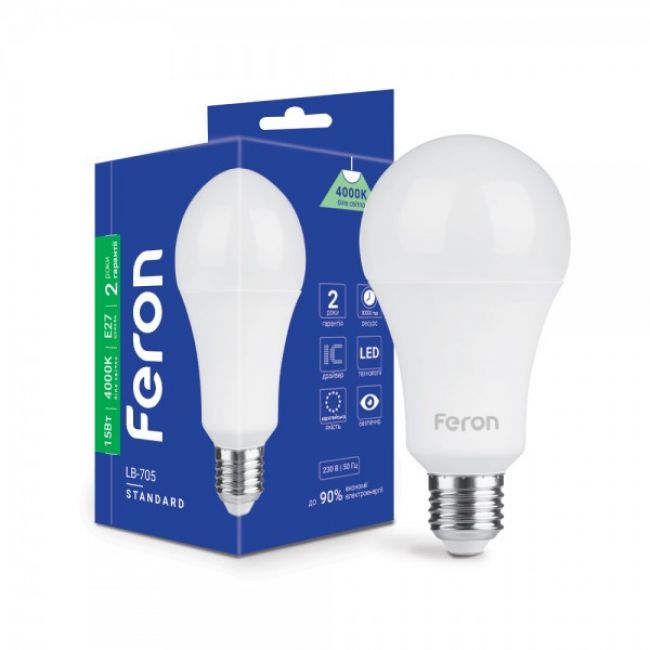 Светодиодная лампа Feron LB-705 15W E27 4000K - фото товару, магазин OLVENT