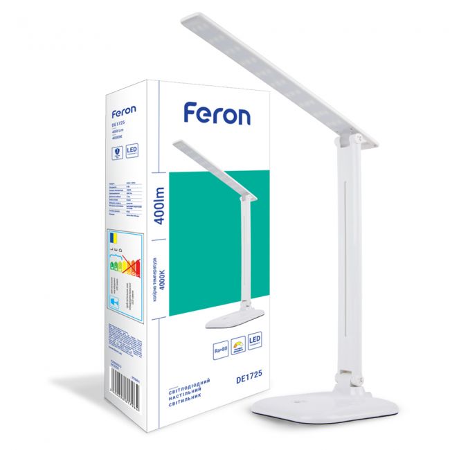 Настольный светодиодный светильник Feron DE1725 9W 4000K - головне фото, магазин OLVENT