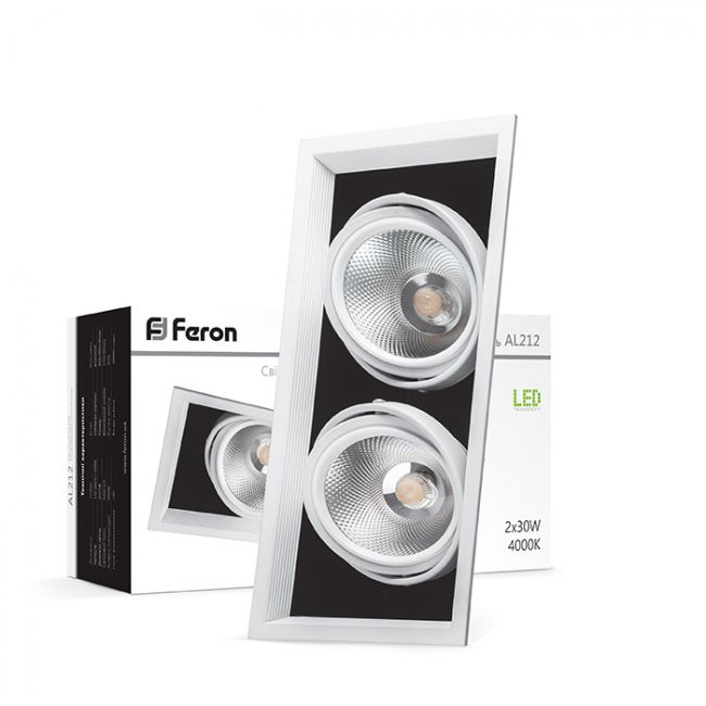 Карданный светильник Feron AL212 2xCOB 30W белая рамка - фото 4
