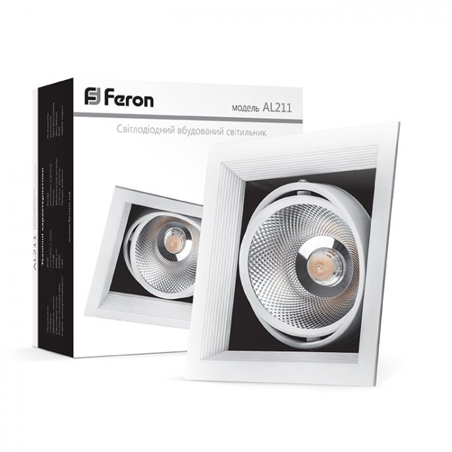 Карданный светильник Feron AL211 COB 30W белая рамка - фото 4