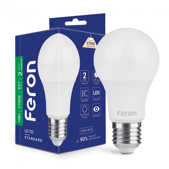 Светодиодная лампа Feron LB-700 10W E27 2700K - головне фото, магазин OLVENT