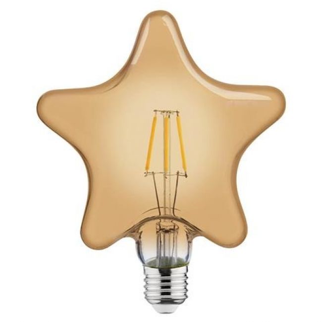 Лампа винтажная светодиодная (ретро) "RUSTIC STAR-6" 6W Filament led 2200К E27 - фото товару, магазин OLVENT