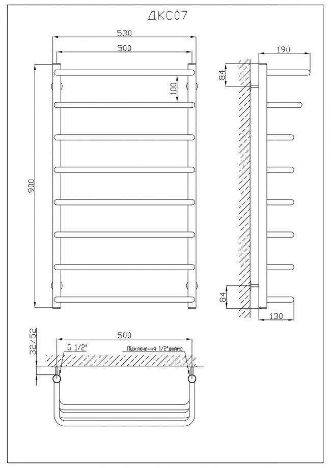 Полотенцесушитель KOSSER Каскад Скоба 900х530/8 - фото 5
