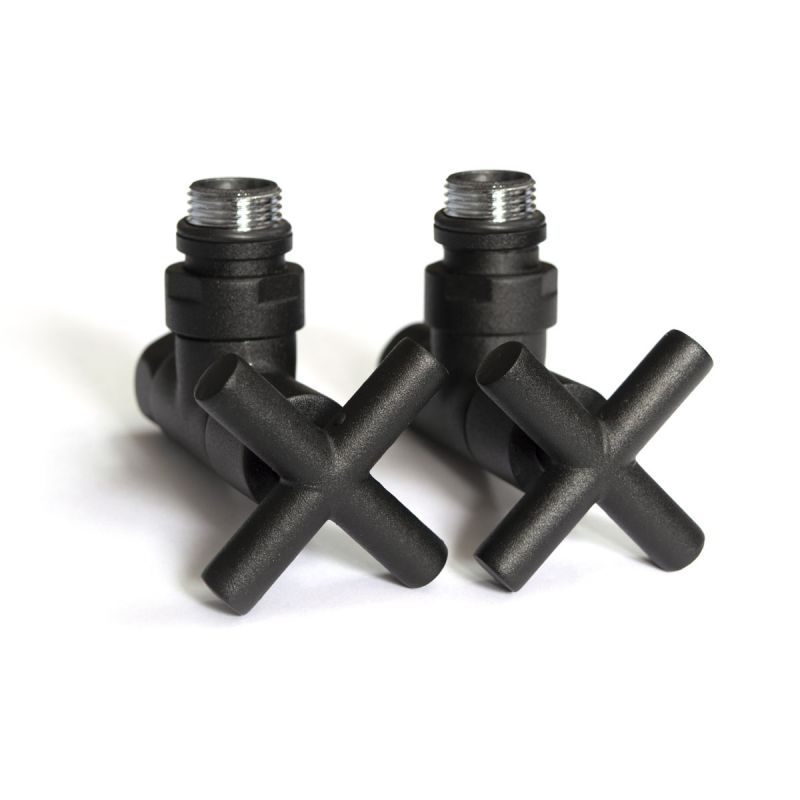 Кран угловой для полотенцесушителей Raftec Premium 1/2x1/2, черный муар, 2шт.