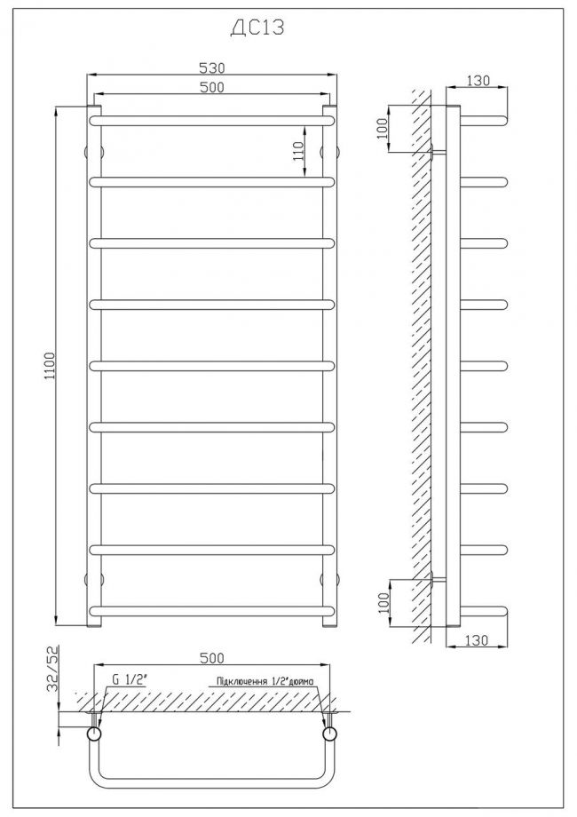 Рушникосушарка KOSSER Скоба 1100х530/9 - фото 4