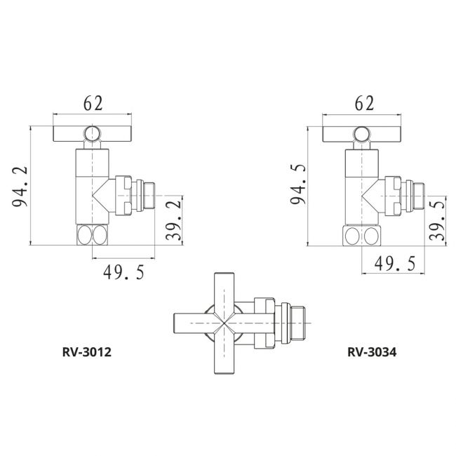 Кран кутовий для рушникосушки Raftec Premium 1/2х1/2, чорний муар, 2шт. - фото 4