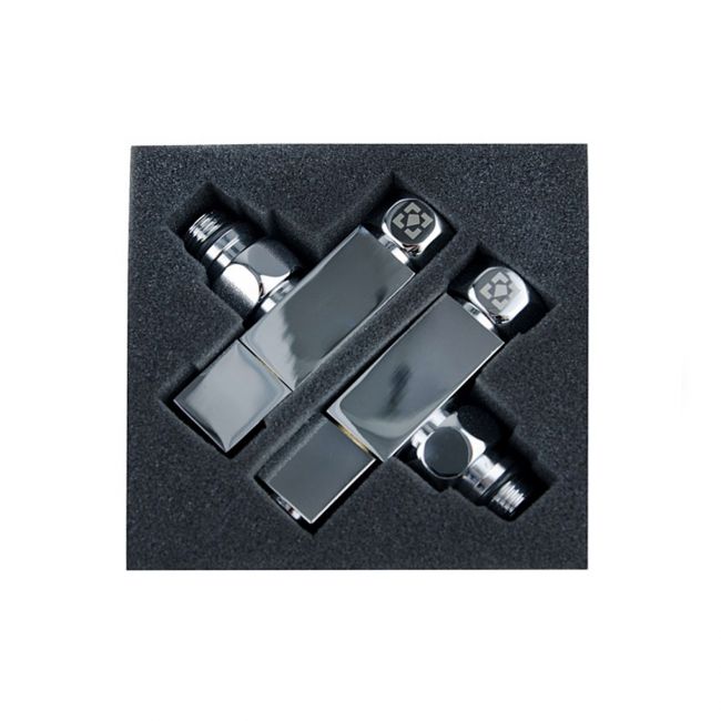 Кран кутовий для рушникосушки Raftec Quadro 1/2х1/2 Chrome, 2шт. - фото 3