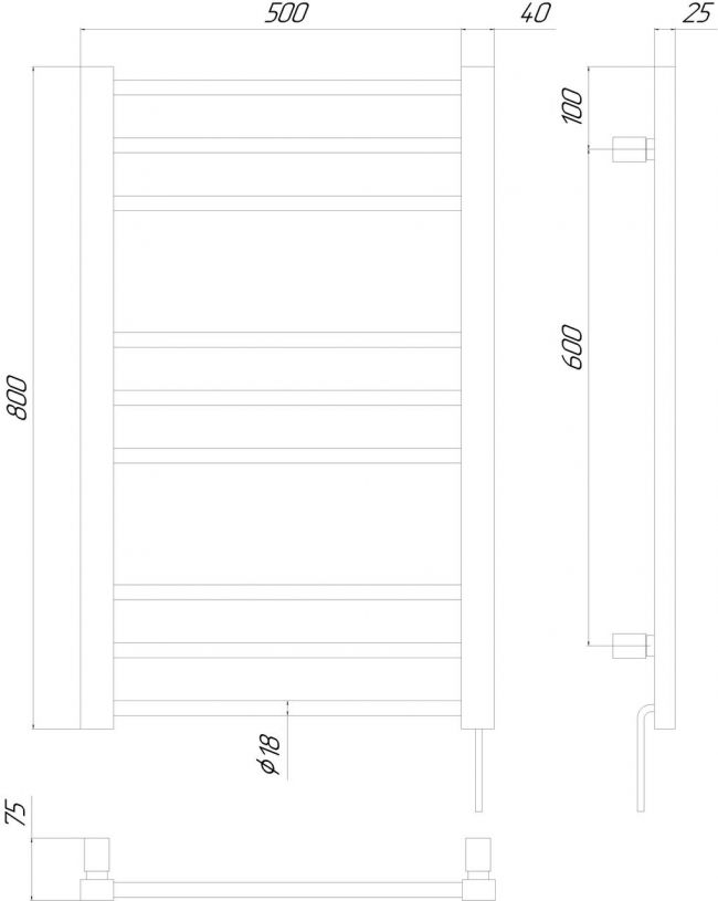 Полотенцесушитель KOSSER Стэп 800х500 ER тайм. черный - фото 5