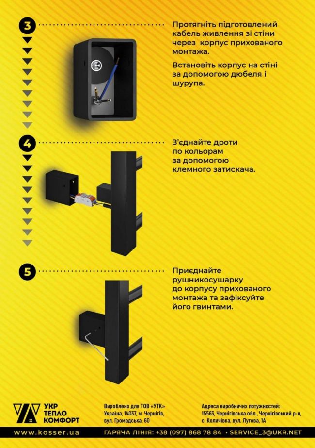 Комплект скрытого монтажа для полотенцесушителей Kosser (квадратная стойка) - фото 3