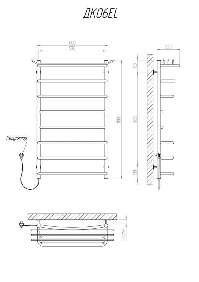 Полотенцесушитель KOSSER Канна 1000х600/8 ЕL рег. - фото 5