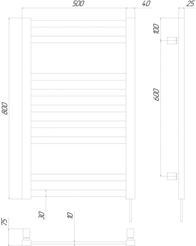 Полотенцесушитель KOSSER Герда 800х500 EL тайм. черный - фото 5