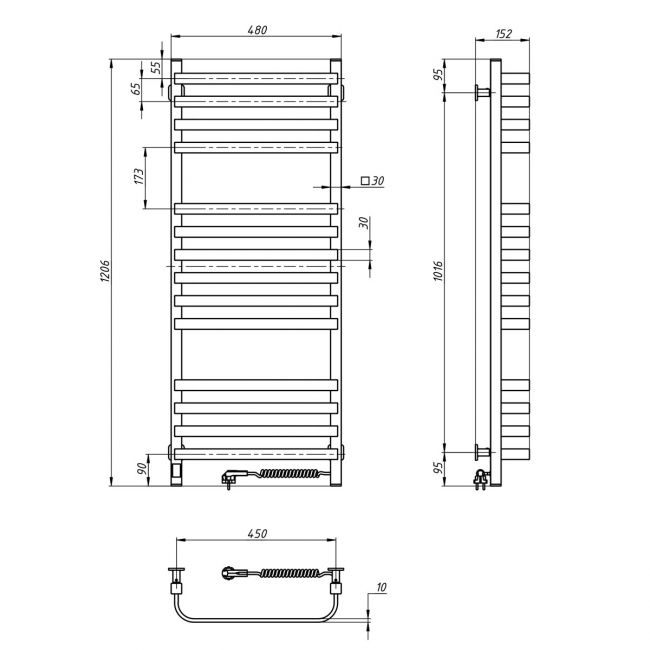 Рушникосушка електрична Navin Stugna 480х1200 Sensor права біла - фото 6