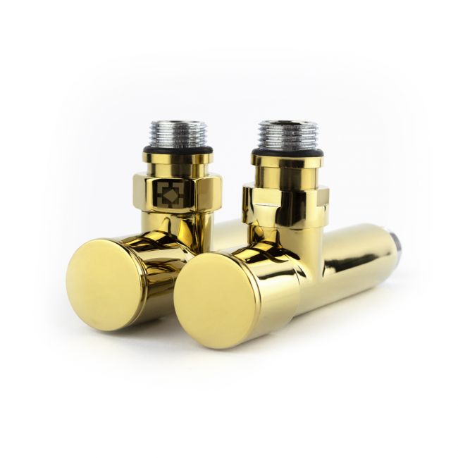 Кран кутовий для рушникосушки Raftec 1/2 "х1/2", подовжений, золото, 2шт. - головне фото, магазин OLVENT