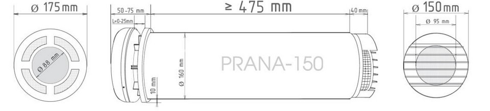 Размеры PRANA 150