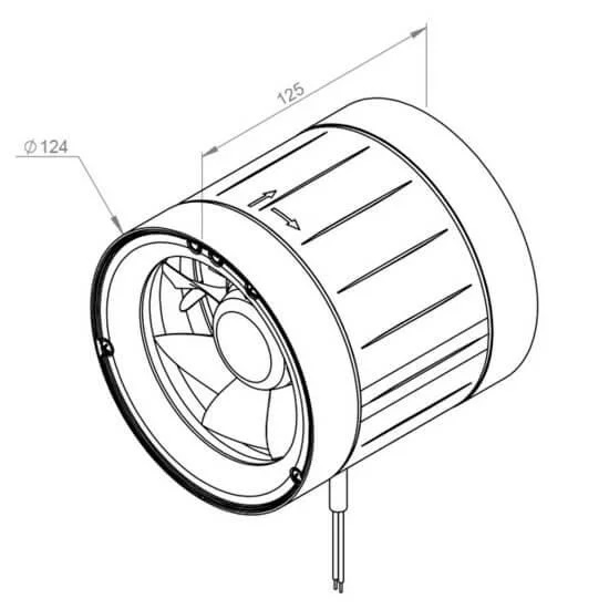 Габариты Канальный вентилятор Ruck ETAMASTER 125L E2 01